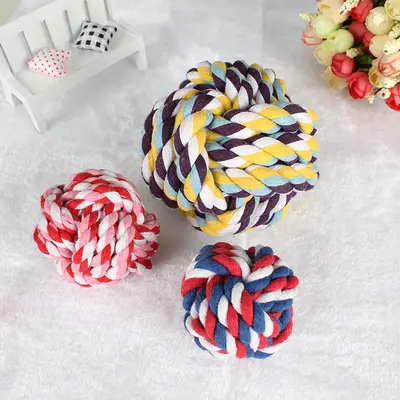 Cotton Rope Dog Toy Chew-Resistant Knotted - 4