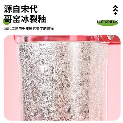 Ice-Crack Pattern Stainless Steel Shaker Insulated Bottle, Large Capacity - 4