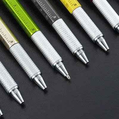 6-in-1 Multifunctional Plastic Tool Pen with Level, Ruler and Screwdriver