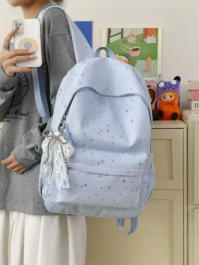 Women's Star Print Backpack, Large Capacity, School and Travel - 4