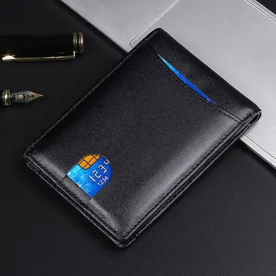 Ultra İnce Erkek Gerçek Deri Cüzdan RFID Korumalı Kart Tutucu - 3