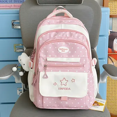 Star Polka Dot Lightweight Backpack for Girl Students - 13