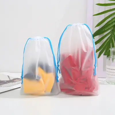 Sınır ötesi büzgülü plastik seyahat giysi saklama çantaları stokta şeffaf buzlu ambalaj poşetleri toptan satış - 11