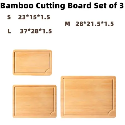 Carbonized Bamboo Cutting Board 3-Piece Set with Non-Slip Mat and Stand - 11