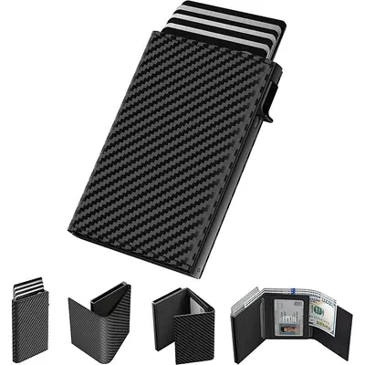 Erkek Üç Katlı Alüminyum Kutu Cüzdan, RFID Korumalı - 6