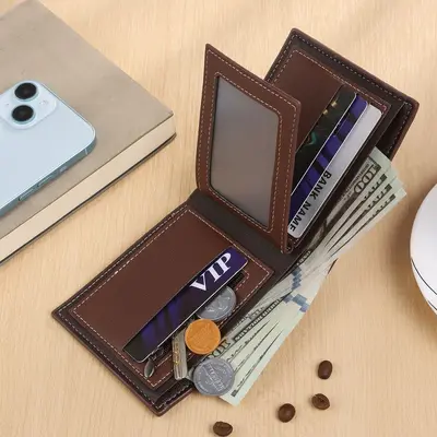 Men's Tri-Fold Wallet with Multiple Card Slots and Coin Pocket - 2
