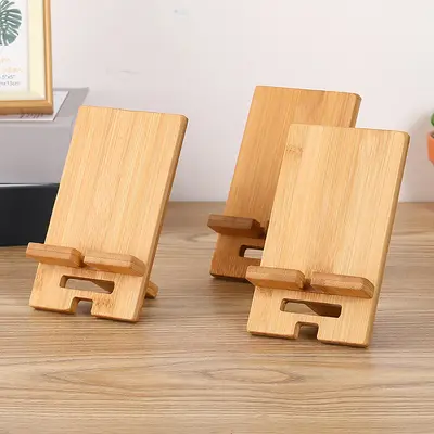Handyhalter aus Bambusholz mit Tablet-Sockel aus massivem Holz