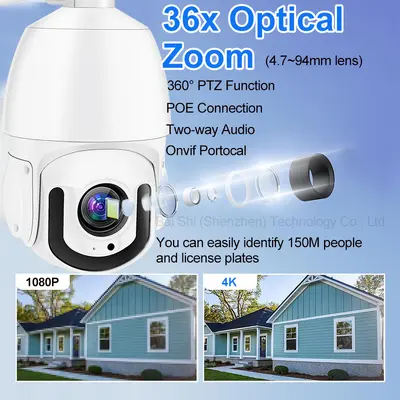 Full Metal High-Speed Outdoor 360-Degree Optical Zoom IP PTZ Closed-Circuit Television Camera HD Laser Night Vision