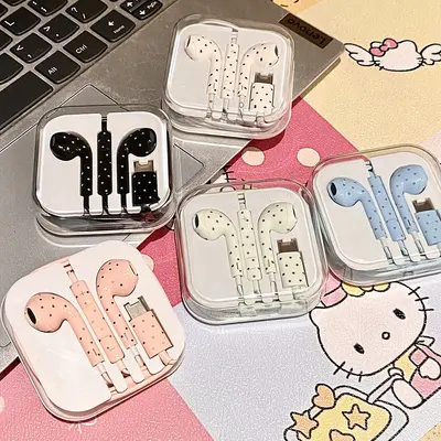 Retro In-Ear-Kopfhörer mit Kabel, Type-C und Mikrofon, Punkt- und Sternmuster