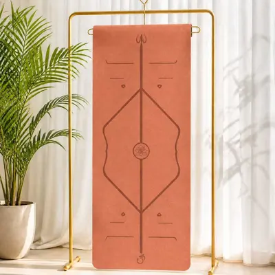Kokos Lifli Yoga Matı PU 80cm Kaymaz Pozisyon Çizgili - 11