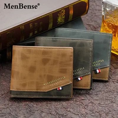MenBense Men's Short Frosted Wallet with Hinge and Multi-Card Slots - 3