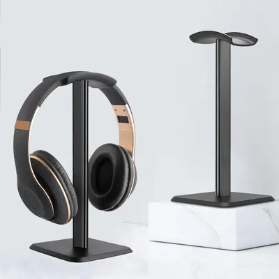 Desk-Mounted Headphone Stand with Hanger Bracket