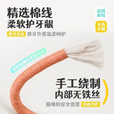 Cat Chew Rope and Teeth Cleaning Stick, Self-Play Cat Toy