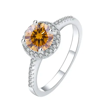 S925 Sterling Silver Moissanite Ring, 1 Carat, Round Cut - 11