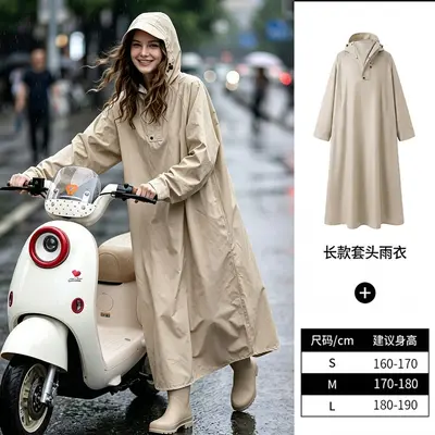 Electric Vehicle Raincoat, Long-Style with Sleeves - 7