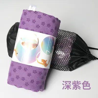 Plum Blossom Microfiber Yoga Mat Towel, Non-Slip, Thick, With Mesh Bag - 7