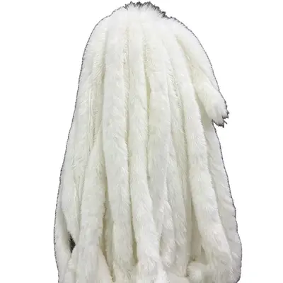 Faux Rabbit Fur White Trim Strip for Winter Clothing and Hat Decoration