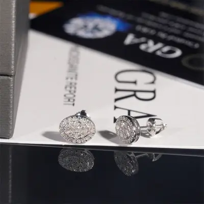 Ohrstecker aus 925er Silber, oval, mit Moissanit, GRA-zertifiziert