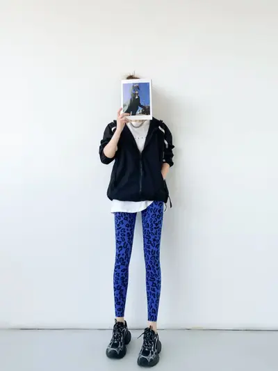 Women's Thin Printed Cropped Yoga Leggings, Leopard Print, Comfortable Sports Pants - 10