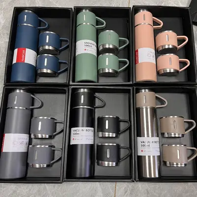 All-Steel Thermos Cup with Lid, Gift Box Set, Leak-Proof - 2