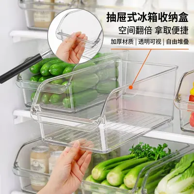 Refrigerator storage box, PET, drawer-type, foldable