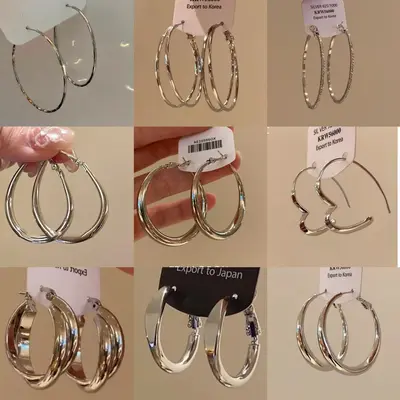 Silbernadel-Ohrringe rund, minimalistischer Stil, leicht, vielseitig nutzbar