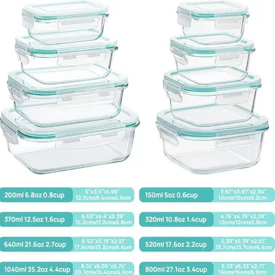 Cross-border heat-resistant transparent food storage container, food-grade lunch box, rectangular high borosilicate glass lunch box, Amazon. - 12