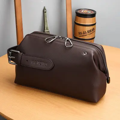 Men's Soft Leather Handbag, Large Capacity for Business and Casual Use - 8