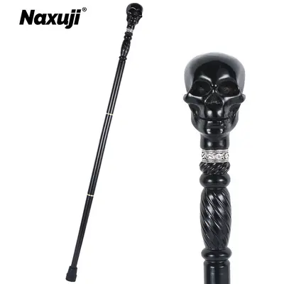 Three-Section Wooden Black Skull-Head Anime Cosplay Staff, Black Butler Ciel Prop