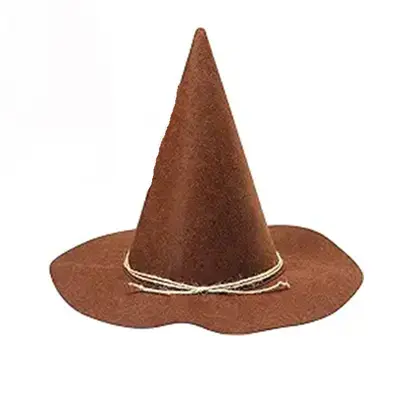 Halloween Pointed Witch Hat, Dark Brown Felt with String, Party Costume