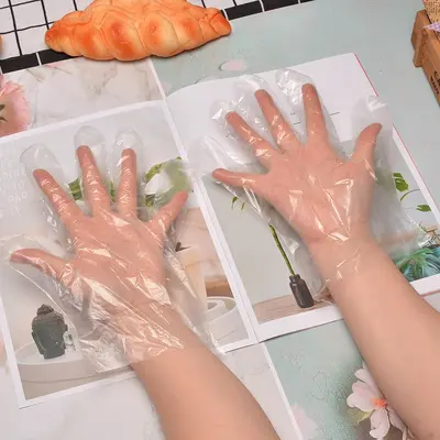 Disposable Transparent Plastic Gloves, Food-Grade, Thickened