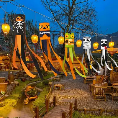 Halloween Ghost Wind Sock Flag Hanging Decoration