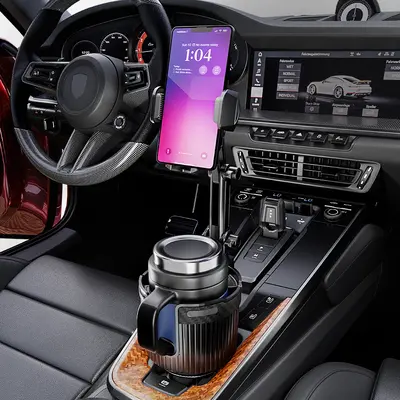 Insulated Large Car Cup Holder with Phone Holder Feature - 3