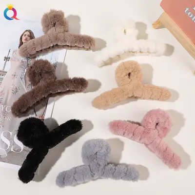 Qiyue cross-border plush hair claw large plush hair claw hair shark clip women's hair catch hats hair accessories wholesale