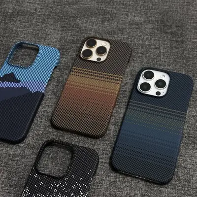 适用iPhone18Promax凯夫拉纹磁吸手机壳苹果17碳纤维纹半包保护套 - 5