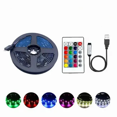 5V RGB LED şerit 5050, Bluetooth APP kontrollü, USB, kendinden yapışkanlı