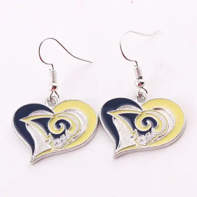 NFL Heart-Shaped Enamel Drop Earrings with Team Logos - 12