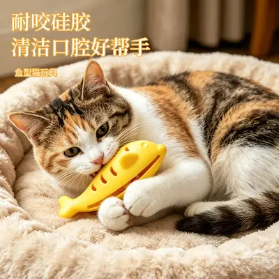 Silikon Balık Kedi Oyuncağı, Kaçak Önleyici Yavaş Mama Kabı