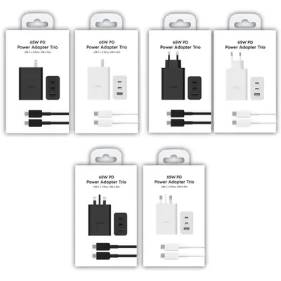 65W Gallium Nitride Ladegerät für Samsung Handys, ACC Mehrfach-Schnellladekopf-Set mit US-, EU- und UK-Stecker - 9