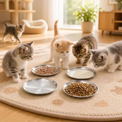 304 Stainless Steel Cat Bowl Set of 4, 6.7 Inch, Gold and Silver