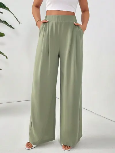 Relaxed Wide-Leg Draped Trousers with Cross Pockets