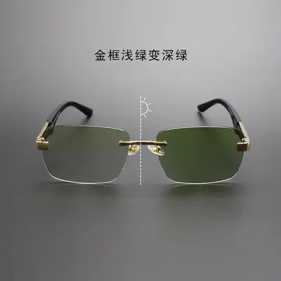 Rahmenlose polygonale Herren-Sonnenbrille, Retro-Modestil - 12