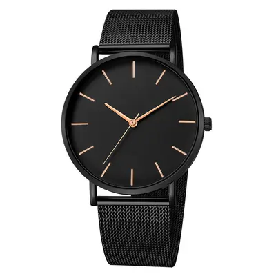 Men's quartz watch with mesh band, minimalist design - 8