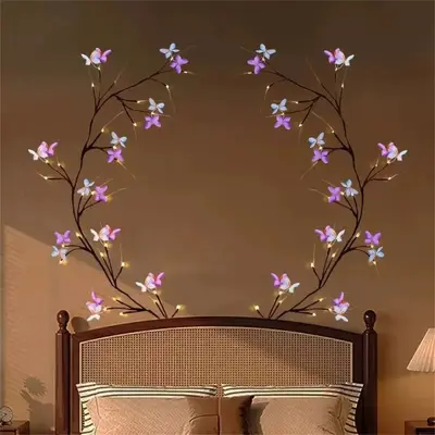 LED Fairy String Lights with Shapeable Rattan, Leaf, Butterfly and Flower Decor - 11