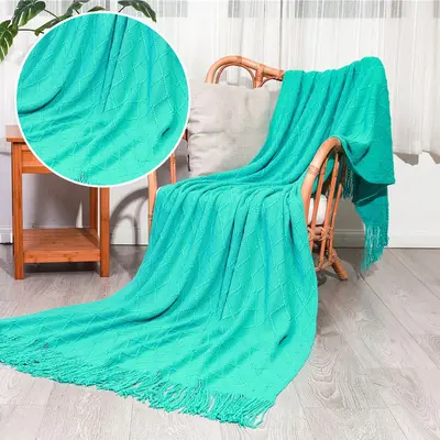 Knitted yarn blanket summer new Scandinavian tassel blanket office bed blanket premium sofa candy blanket - 13