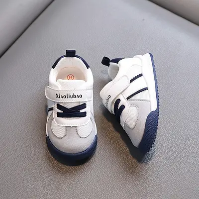 1-2 Year Old Baby Leather-Covered Soft-Sole First Walking Shoes, White - 8