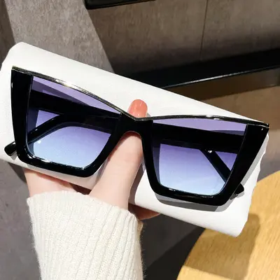 Gold-Accent Cat-Eye Sunglasses, UV400 Protection, Minimalist - 8