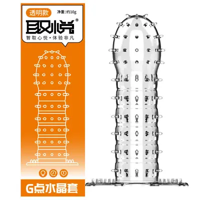 Quyue Crystal Textured Condom for Men, Delay Sleeve, Adult Product - 7