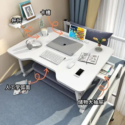 Foldable Study Desk with Large Tabletop, Bedroom - 5