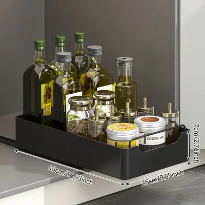 Kitchen Pull-Out Storage Rack Spice Organizer Black - 8